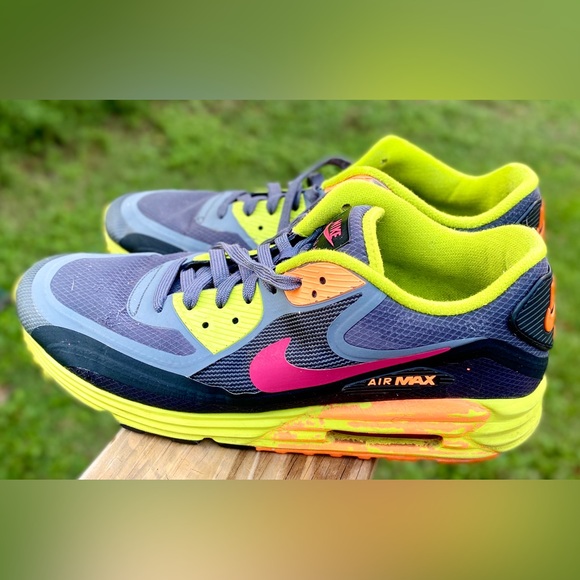 Nike Air Max Lunarlon Trainers Shoes Grey Orange  size 10.5 - Picture 6 of 17